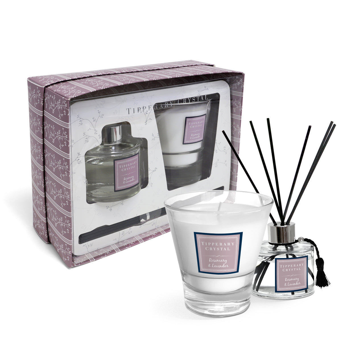 Tipperary Crystal Rosemary & Lavender Candle & Diffuser Gift Set NEW 2021
