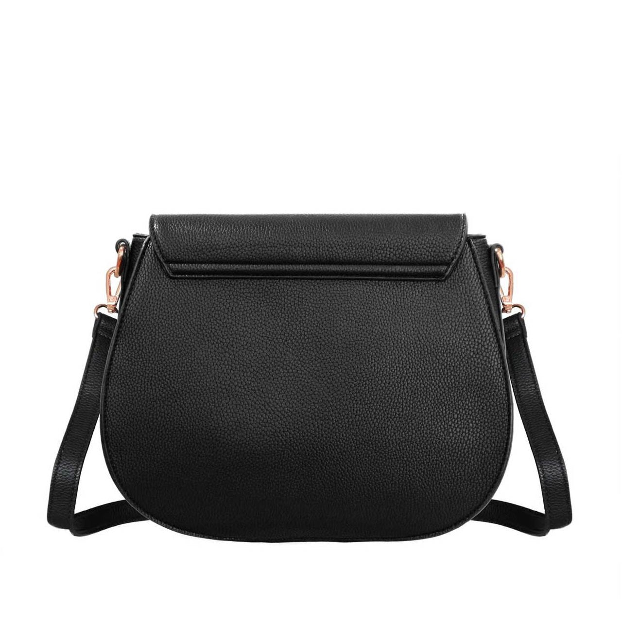 Tipperary Crystal Savoy Large Satchel Bag Black (Rose gold hardware)  This stylish new addition to our bag collection is proving to be very popular, with an outside zip compartment the Savoy bag is stylish and functional.