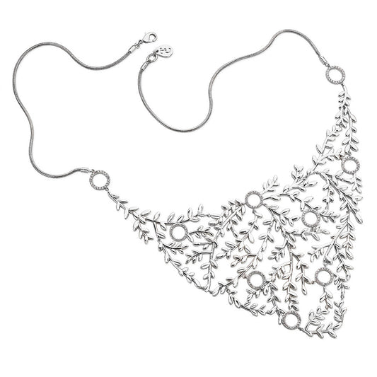 Tipperary Crystal Silver Ornate Vine Neck Piece  Silver Ornate Vine Neck Piece. From our latest jewellery range, The Leaf Collection.  Comes exquisitely presented in a Tipperary Crystal Hat Box with Bow.