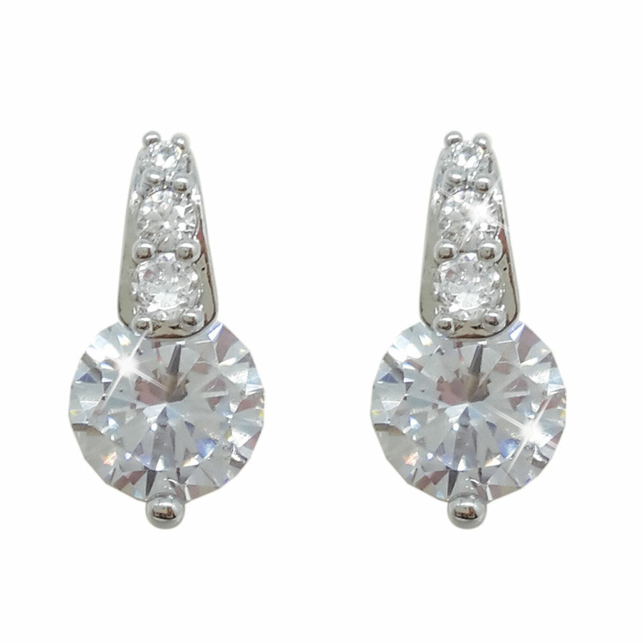 Tipperary Crystal Silver Round Stud Earrings With Pave Bale