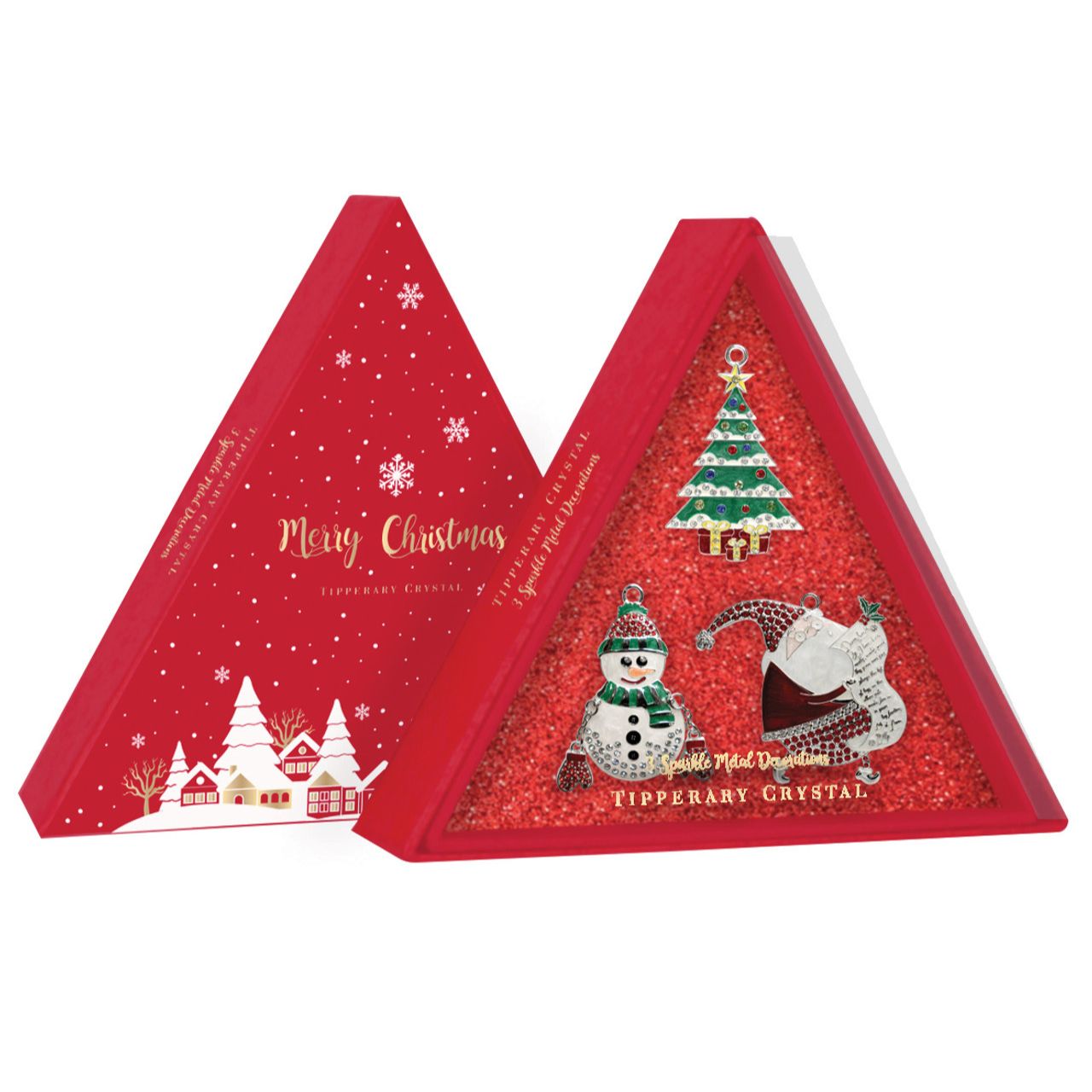 Sparkle Christmas Decorations Red Insert S/3 - Tree, Snowman & Santa - NEW 2022  We just Love Christmas! The festive season, the giving of gifts, creating memories and being together with family and loved ones. Have lots of fun with our lovingly designed and created Christmas decorations, each one has a magic sparkle of elf dust!