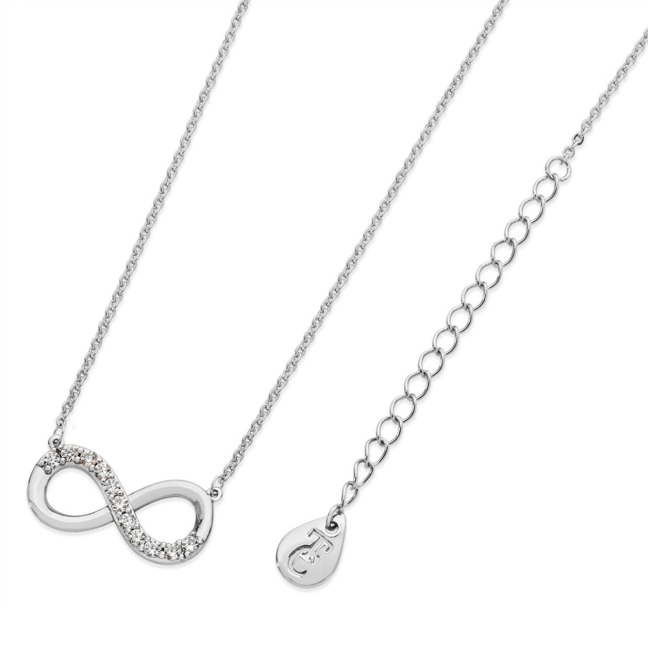 Tipperary Crystal Sterling Silver Part Stone Set Infinity Pendant - NEW WINTER 2022