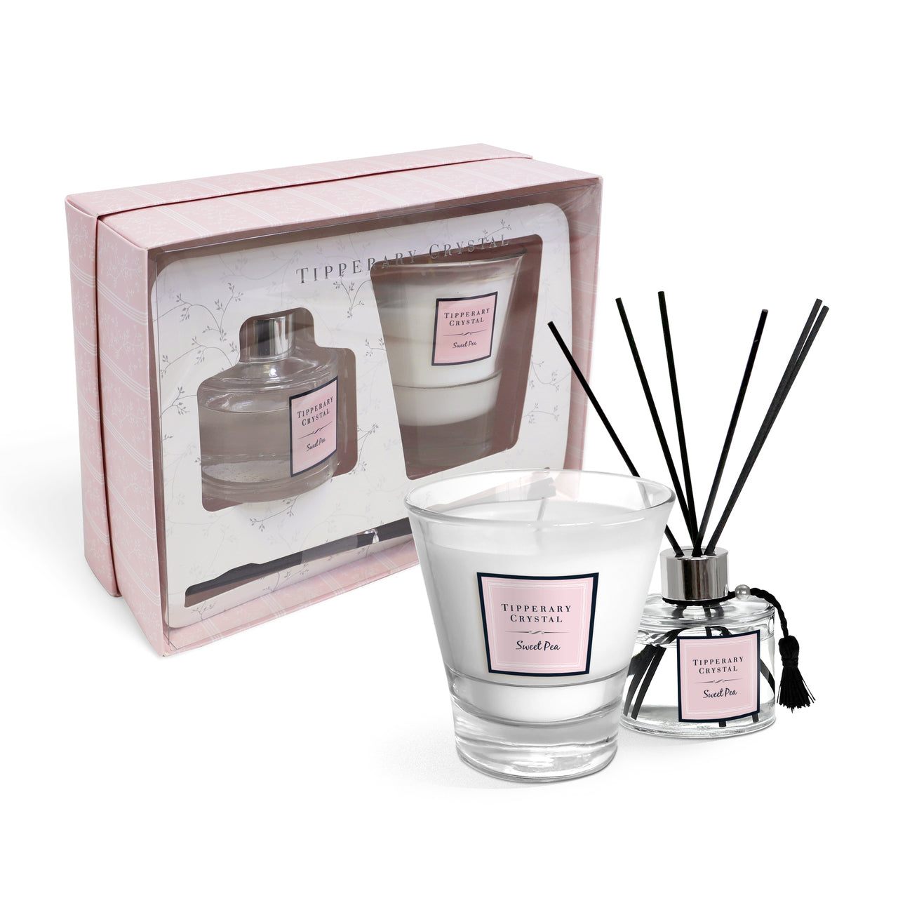 Tipperary Crystal Sweet Pea Candle & Diffuser Gift Set NEW 2021