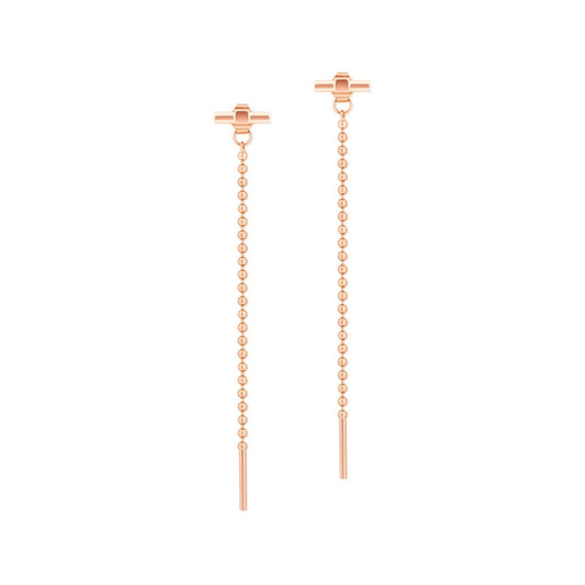 Tipperary Crystal T-Bar Ball Chain Earrings Rose Gold - New 2022     Ball Chain Earrings Rose Gold - New 2022