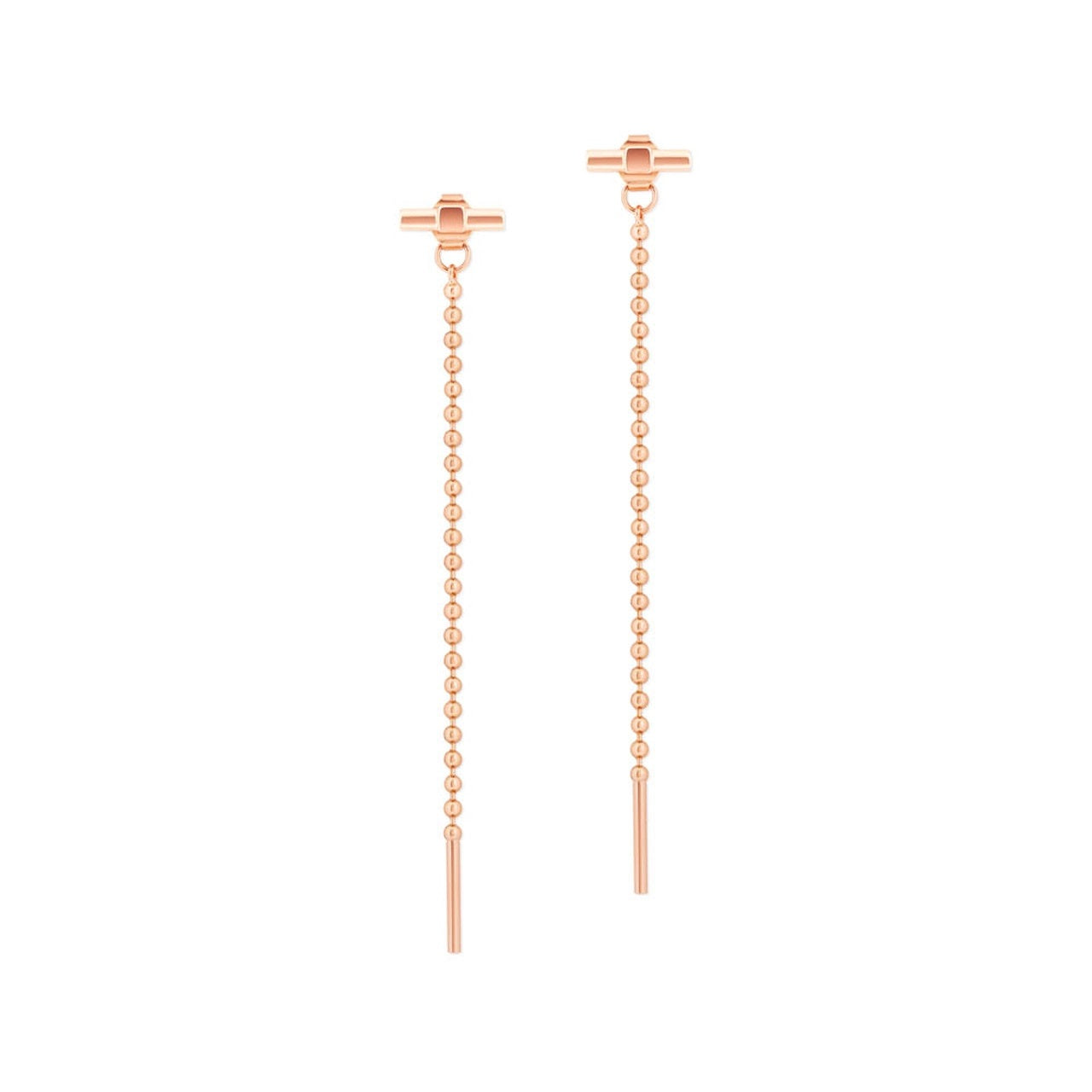 Tipperary Crystal T-Bar Ball Chain Earrings Rose Gold - New 2022     Ball Chain Earrings Rose Gold - New 2022