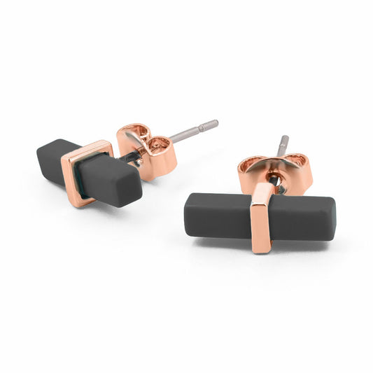 Tipperary Crystal T-Bar Black Bar Earrings Rose Gold - New 2022  Black Bar Earrings Rose Gold - New 2022