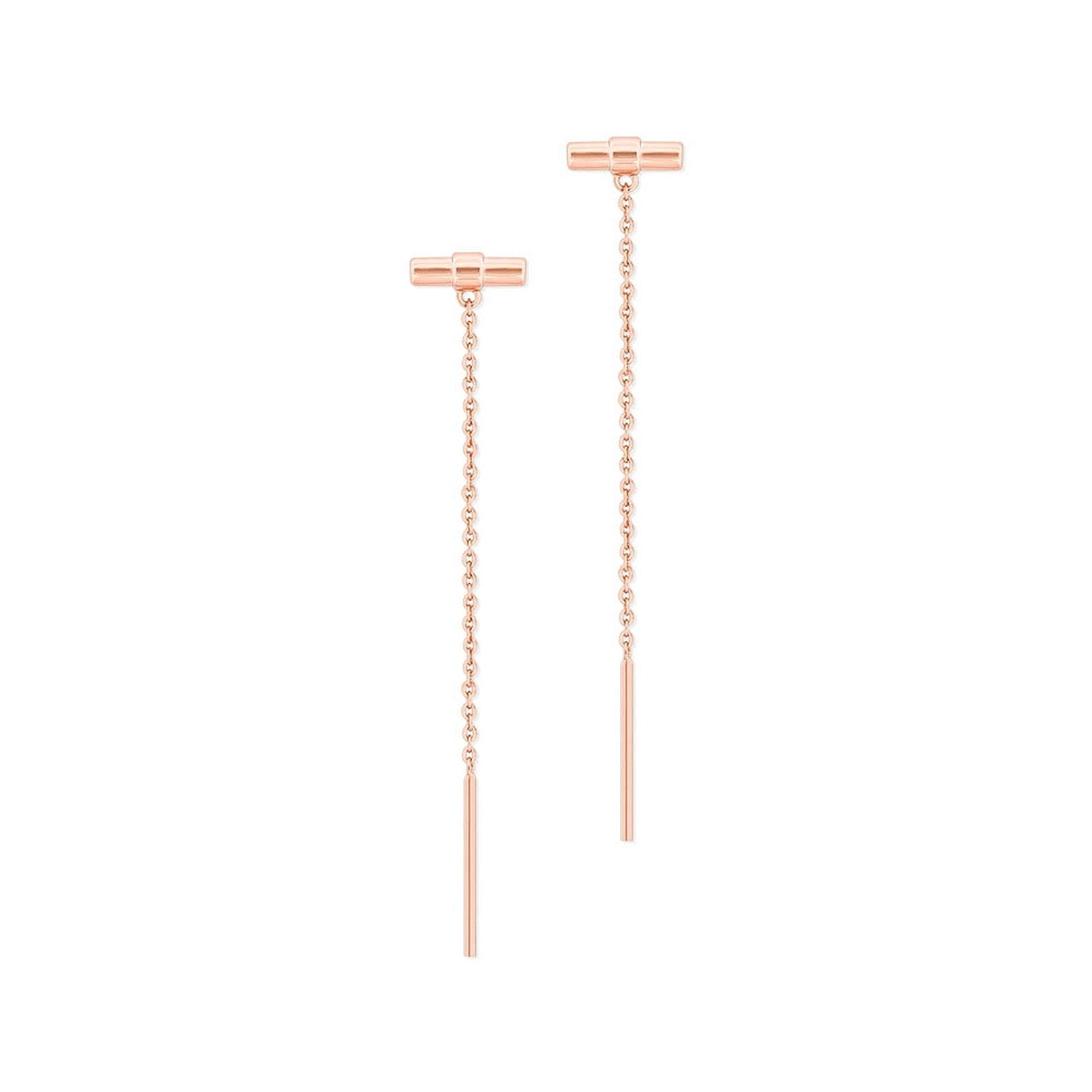 Tipperary Crystal T-Bar Chain Earrings Rose Gold - New 2022  T-Bar Bar-Chain Earrings Rose Gold - New 2022