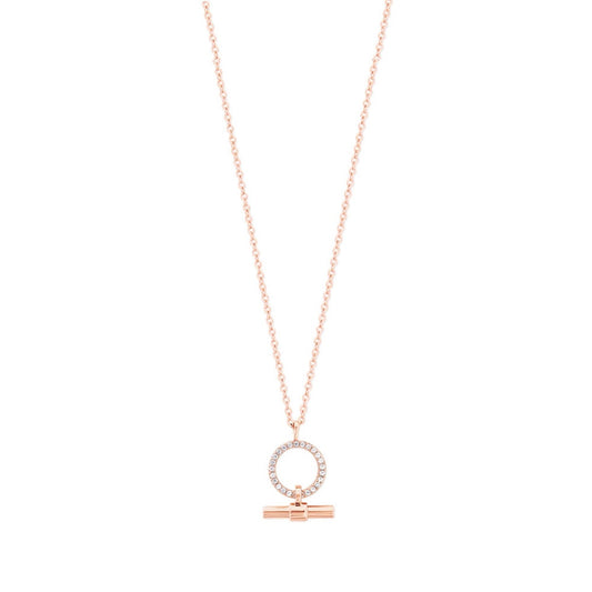 Tipperary Crystal T-Bar Cz Set Circle & Bar Pendant Rose Gold - New 2022  Cz Set Circle & Bar Pendant Rose Gold - New 2022