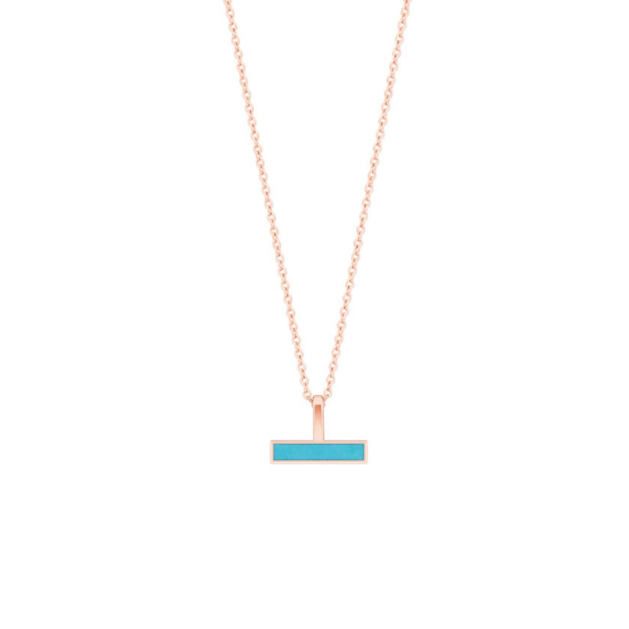 Tipperary Crystal T-Bar Turquoise Bar Pendant Rose Gold  Turquoise Bar Pendant Rose Gold - New To Collection