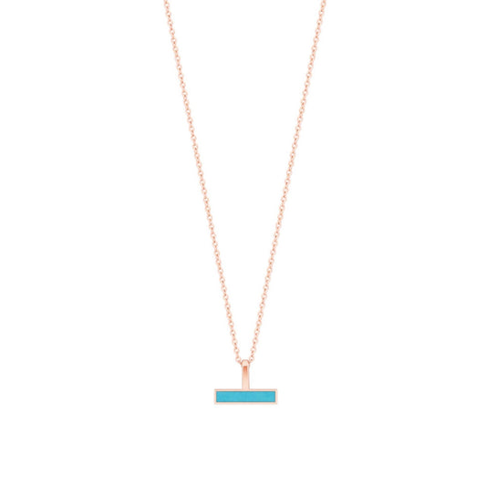 Tipperary Crystal T-Bar Turquoise Bar Pendant Rose Gold - New 2022  Turquoise Bar Pendant Rose Gold - New 2022