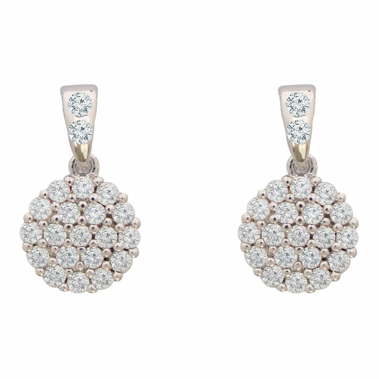 Tipperary Crystal White Simple CZ Disc Drop Earrings