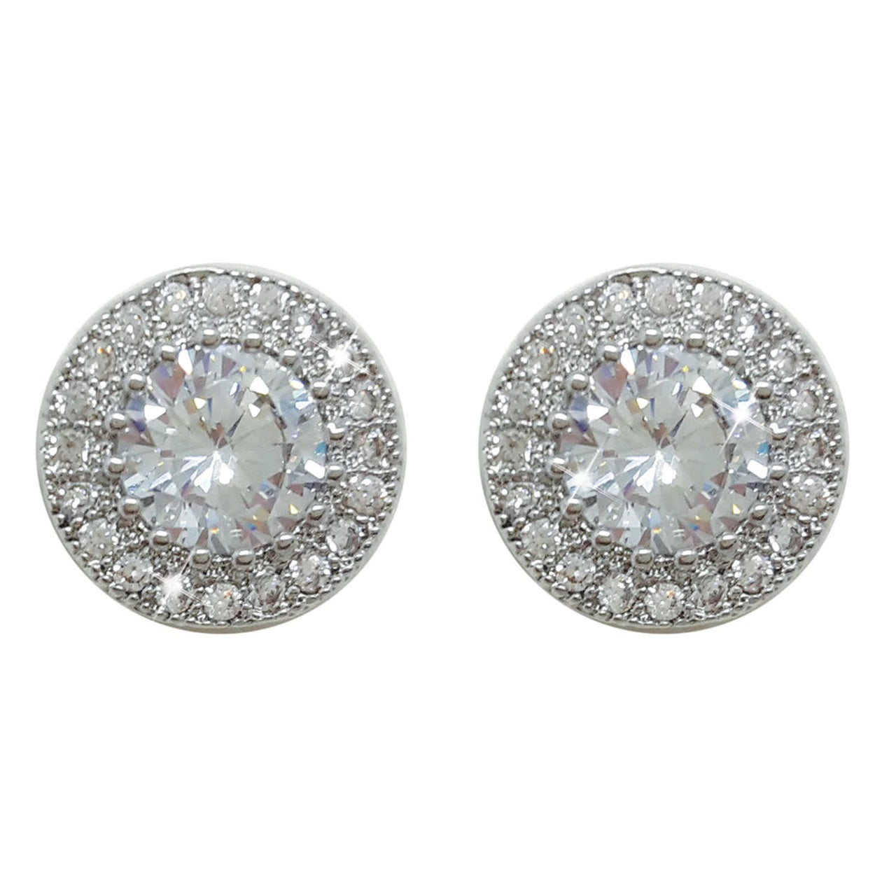 Tipperary Crystal Silver Round Earrings Pave Set Surround  Perfect for day or evening wear, these elegant pavé set earrings will add sparkle with every turn of the head.