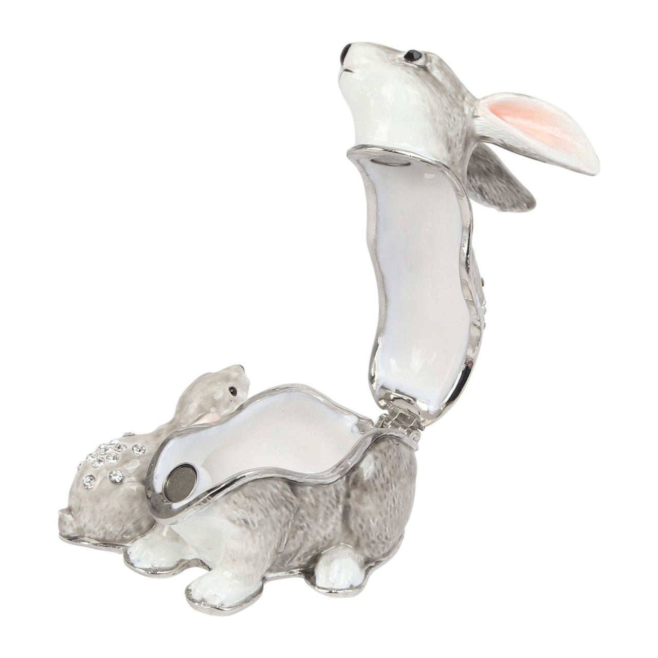 Treasured Trinkets - Rabbit with Baby  A beautiful, die-cast crystal set mother and baby rabbit trinket box. From Treasured Trinkets by STRATTON® - hand painted, collectable trinkets to be treasured for a lifetime.