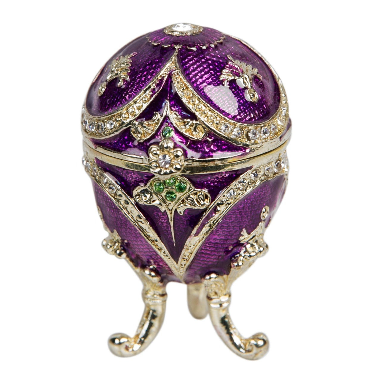 Treasured Trinkets - Small Fabergé Egg Purple  A beautiful, hand painted and crystal finished fabergé egg trinket box from Treasured Trinkets.