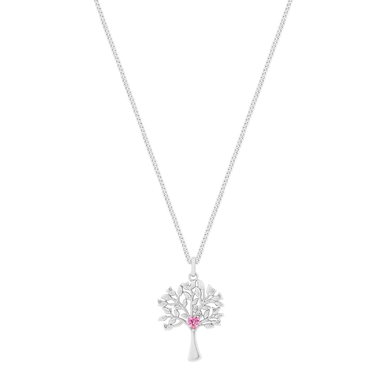 Tipperary Crystal Silver Tree of Life Pendant With Pink Heart CZs  The tree of life is a symbol of a fresh start on life, positive energy, good health and a bright future. The symbolism of the Tree of Life is ultimately about the forces of nature combining to create balance and harmony.