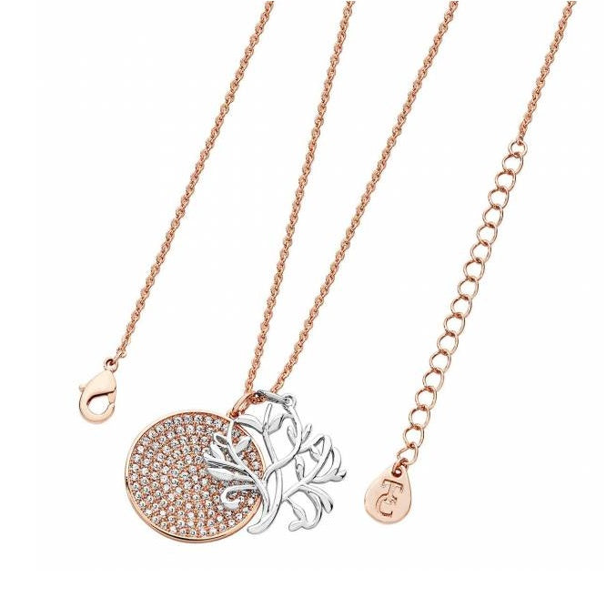 Tipperary Crystal Tree Of Life With Round Pave Disc Rose Gold