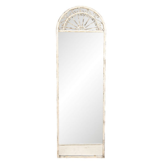 Clayre & Eef Vintage Beige Full Length Wall Mirror  Wall Mirror 41*3*135 cm  White Rectangle Full Length Mirror