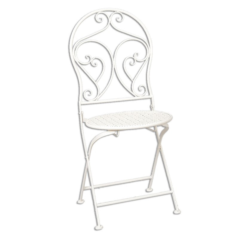 Clayre & Eef Vintage Bistro Table Chairs Set (3 pcs)  Bistro Set Table Chairs  Beige Iron Curls Balcony Set Garden Set