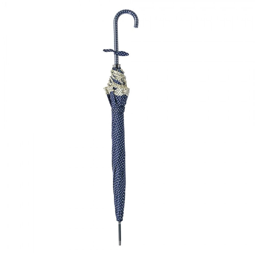 Juleeze Vintage Umbrella Adults Blue Polka Dot Handle