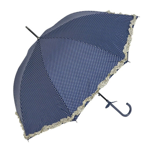 Juleeze Vintage Umbrella Adults Blue Polka Dot Handle