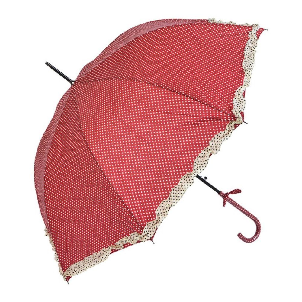 Juleeze Vintage Umbrella Adults Red Polka Dot Handle