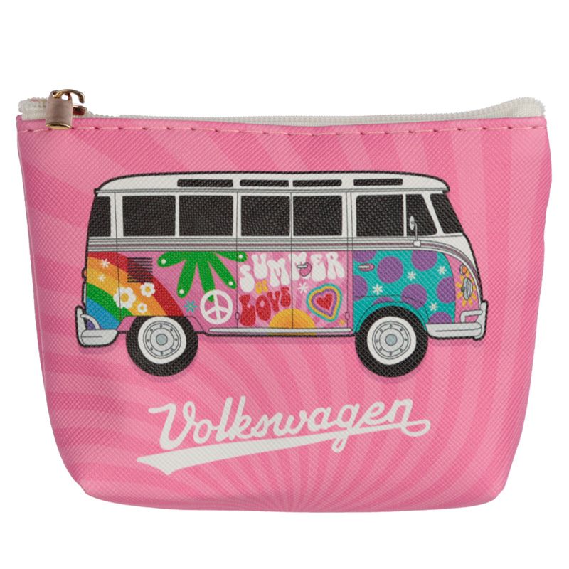 Volkswagen VW T1 Camper Bus Summer Love PVC Purse - Pink