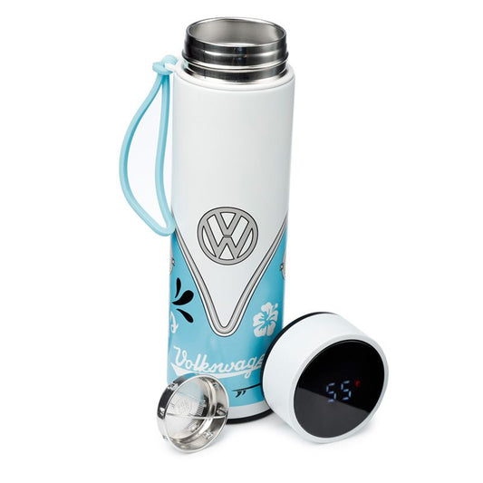Volkswagen VW T1 Camper Bus Surf Thermal Insulated Drinks Bottle Digital Thermometer  Suitable for hot and cold drinks. Keeps liquids cold for up to 24 hours or warm for up to 6 hours. There is a removable tea strainer that sits in the top for loose tea leaves.