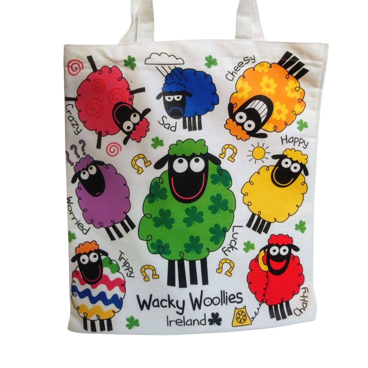 Wacky Woollies Sheep Ireland Cotton Bag  Wacky Woollies collection  Fold Up Shopping Bag