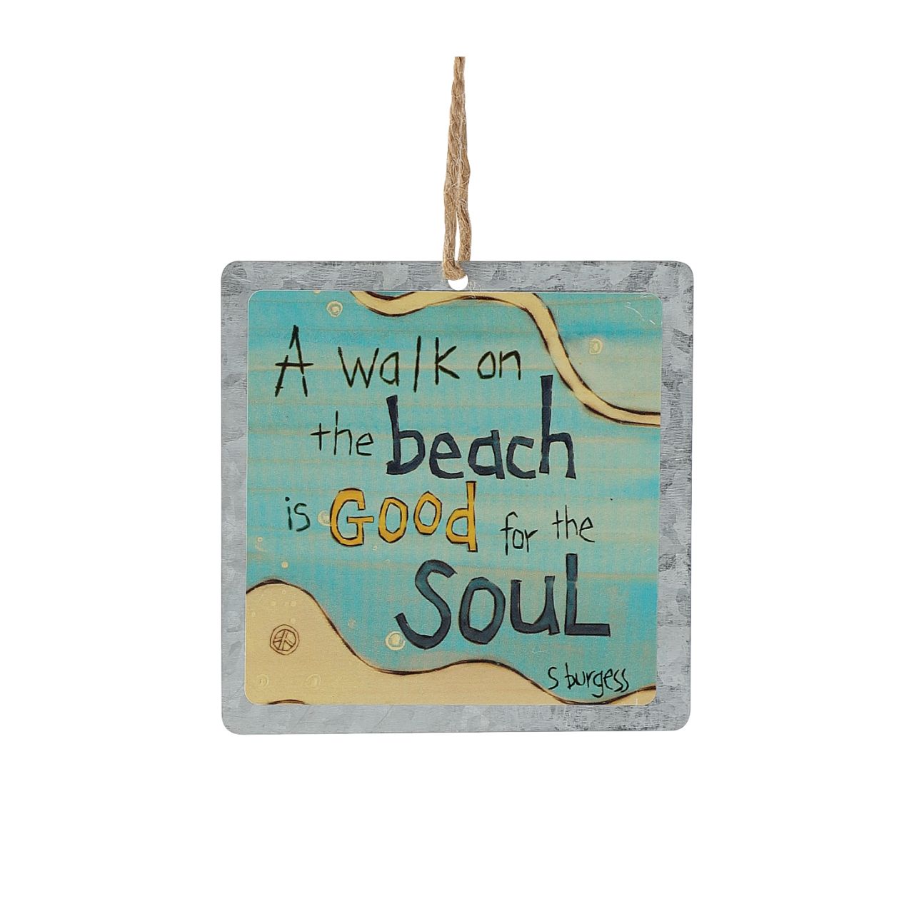 Stephanie Burgess Walk on the Beach Tin Hanging Ornament  Our newest collection; Painted Peace. Designed by Stephanie Burgess, each colourful piece in the collection has been designed to create feelings of peace and love in your home.