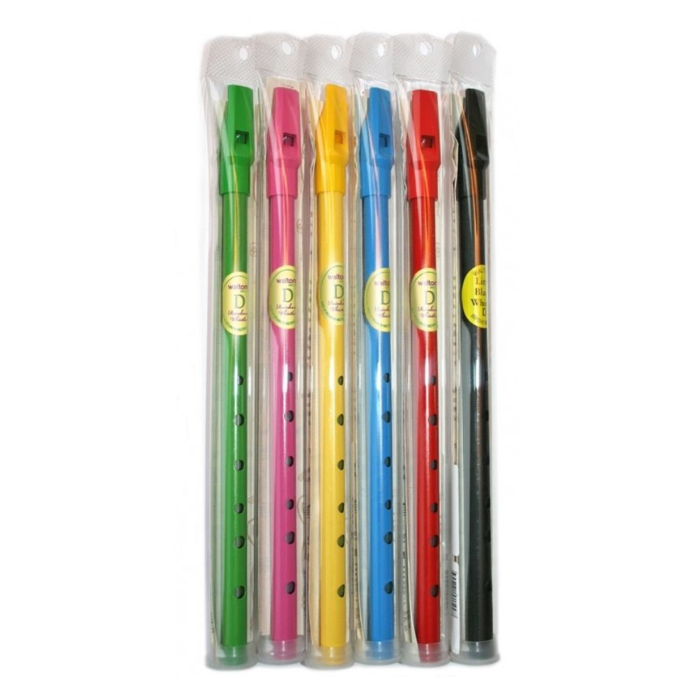 Waltons Rainbow Whistle Blue in Tube & in The Key of D  Fun, colourful, tin whistle in the key of D. Comes in a clear tube with instruction leaflet that includes Irish and international tunes.  Available in Blue