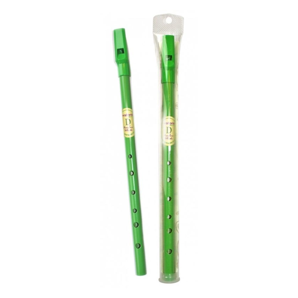 Waltons Rainbow Whistle Light Green in Tube & in The Key of D Fun, colourful, tin whistle in the key of D. Comes in a clear tube with instruction leaflet that includes Irish and international tunes.  Available in Light Green