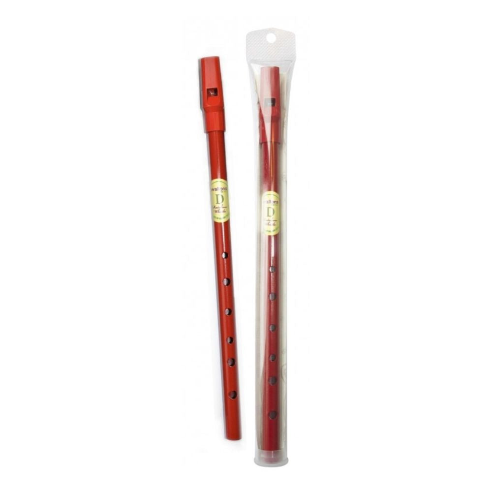 Waltons Rainbow Whistle Red in Tube  & in The Key of D  Fun, colourful, tin whistle in the key of D. Comes in a clear tube with instruction leaflet that includes Irish and international tunes.  Available in Red