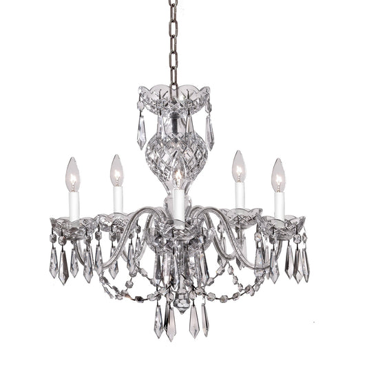 Waterford Crystal Comeragh 5 Arm Chandelier 240V  The Waterford Chandelier Collection expands to include magnificent new designs by Waterford's Chief Lighting Designer, Billy Canning.