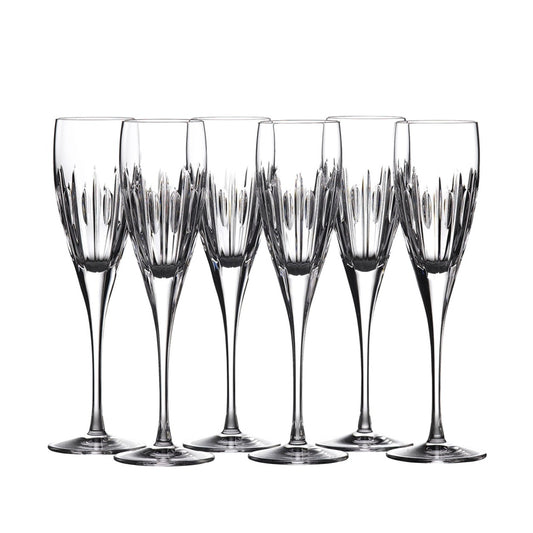 Waterford Crystal Mara Champagne Flute Set of 6  Celebrating the beauty of simplicity, Mara, the Irish meaning for sea, is inspired by the wild Atlantic Ocean. Showcasing both long and short deep vertical cuts, Mara's modern design with elegant simplicity is now available as a set of six.