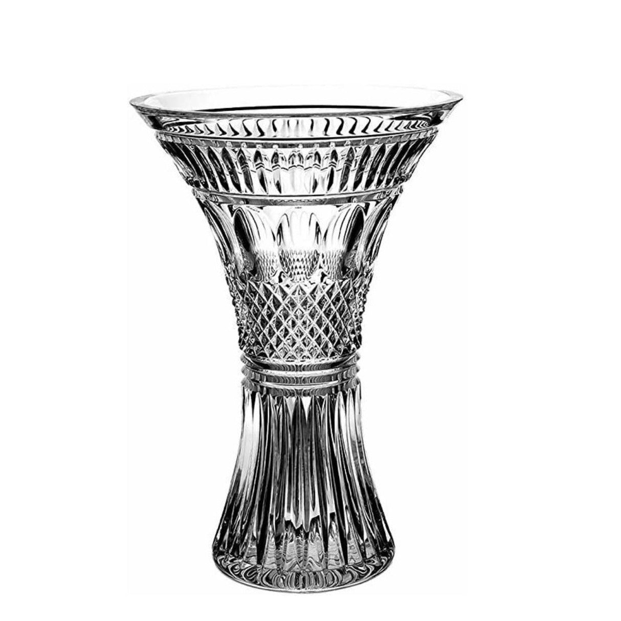 Waterford Crystal Colleen Vase Flared 12 Inch  Famously known for its distinctive olive cuts, Colleen is one of Waterford's most iconic patterns demonstrating effortless beauty. First introduced in 1953, the Colleen pattern brings a history of sophistication and radiant clarity of the Colleen 31cm flared vase, which truly transforms any floral arrangement.