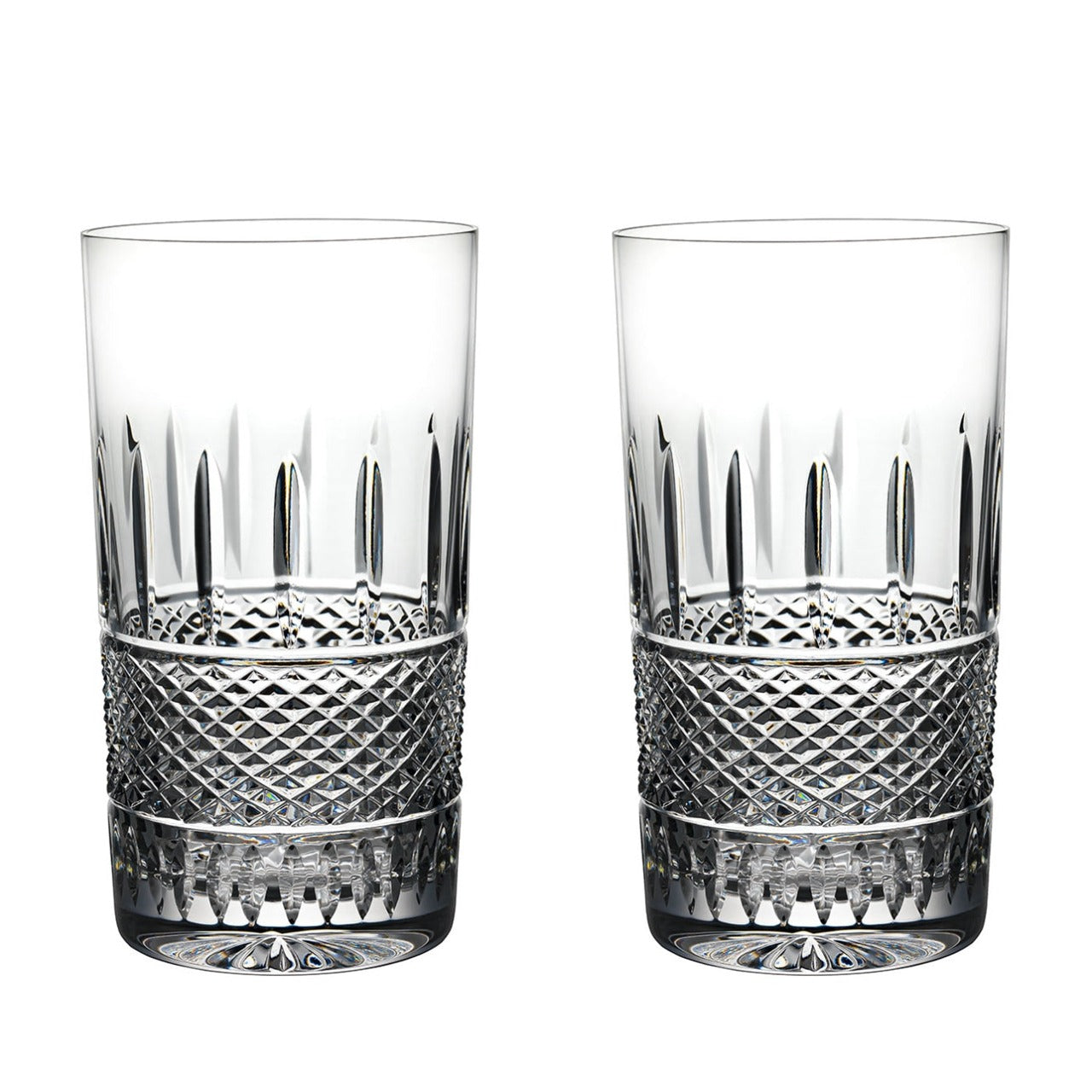 Waterford Crystal Irish Lace Hiball Pair  Inspired by the world-renowned patterns of Irish lace making, the Waterford Mastercraft Irish Lace Highball’s intricately cut design is unsurpassed.