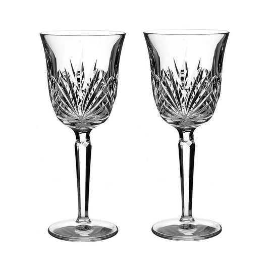  Waterford Crystal Leana Wine Pair  Leana Collection by Waterford is characterized by a simple shape accented by wedge cuts. Featuring a generous bowl ideal for accentuating the color and aroma of both red and white wine, the Leana Wine is a fine example of Waterford's rich heritage of design inspiration.