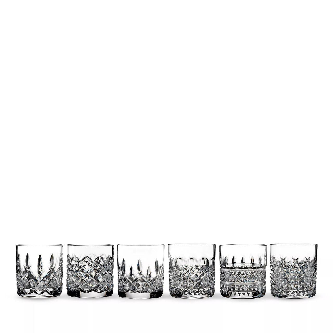 Waterford Crystal Lismore Connoisseur Heritage Straight Sided Tumbler Set of 6 Elevate your whiskey glass collection with our set of six Lismore Connoisseur Heritage Straight Sided Tumblers, each intricately adorned with a timeless pattern from the Waterford archives.