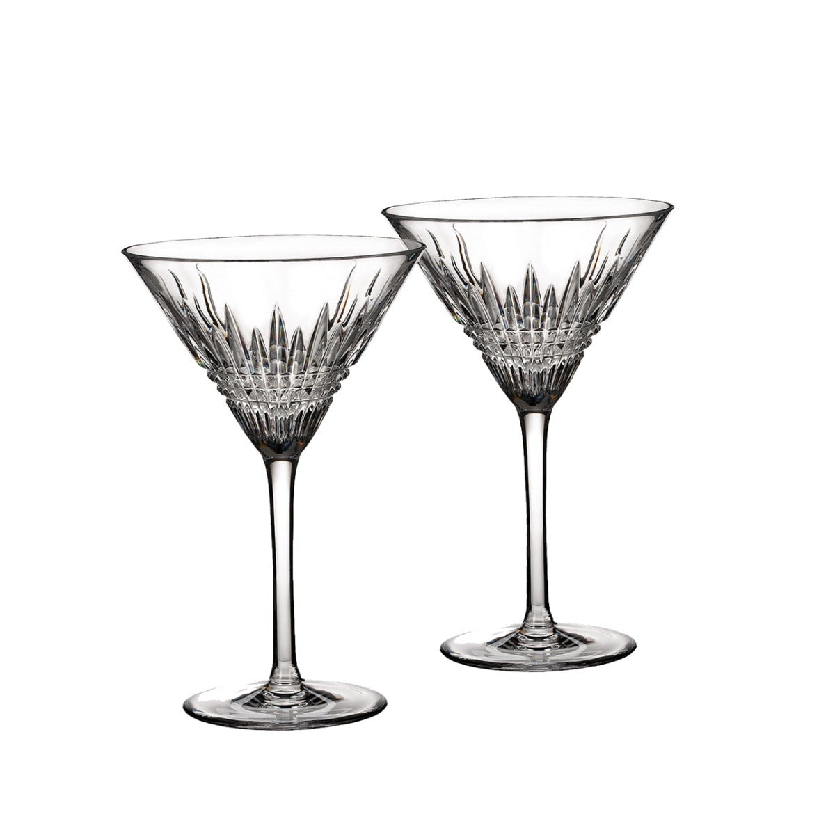 Waterford Crystal Lismore Diamond Martini Glasses Pair  The Lismore Diamond pattern is a strikingly modern reinvention of the Waterford classic: characterized by intricate diamond cuts rendered in radiant fine crystal. The clarity of this radiant Lismore Diamond Martini Glass Pair, ensures that the rich colour of its contents is highlighted beautifully: serving as a feast for the eye as well as the palette.