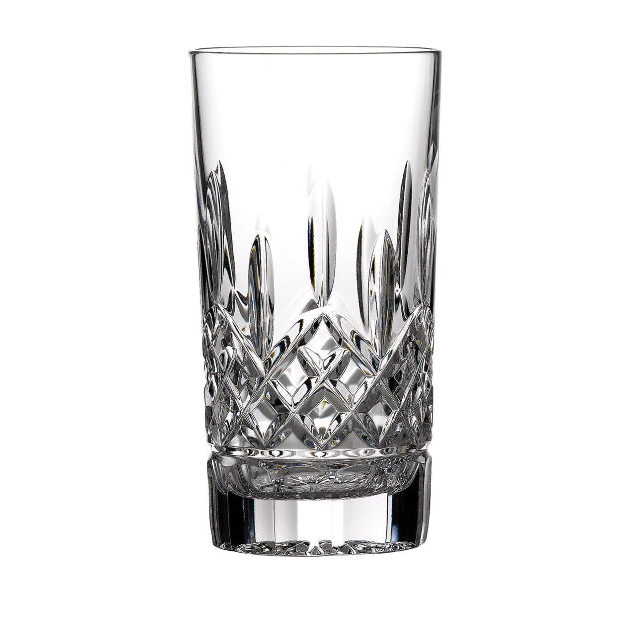 Lismore HiBall Tumbler 12oz by Waterford Crystal  The Waterford Lismore pattern is a stunning combination of brilliance and clarity. The slender design of the Lismore HiBall Tumbler gives ice-cubes a musical note when they hit the sides. Ideal for serving long, cool cocktails and mixed drinks, the dramatic diamond and wedge cuts of the traditional Lismore pattern refract light with stunning radiance.