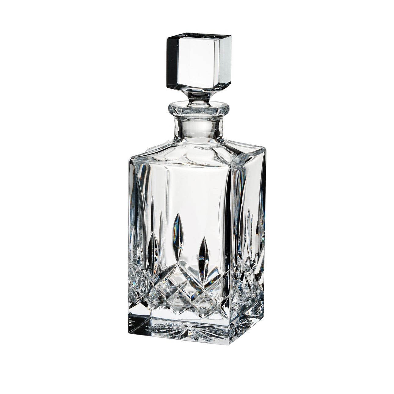 Waterford Crystal Lismore Square Decanter   Proudly pour your favourite single malt from this charming Lismore 26oz Square Decanter and become a connoisseur. With its striking square profile, this traditional crystal whiskey decanter will look magnificent as it highlights the rich colour of its contents, radiating luxury and excellence as you entertain guests or savour something that is too good to share