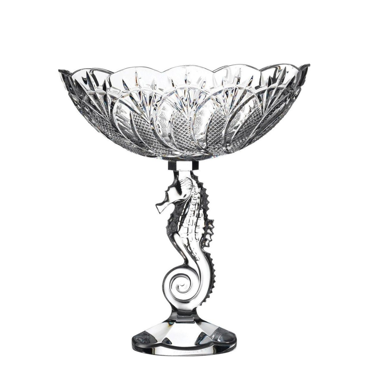 Waterford Crystal Seahorse Centrepiece Bowl  A dramatic statement piece, the Seahorse Collection by Waterford takes inspiration from the logo of the Waterford company and the crest of the historical city of Waterford, where Ireland's premiere fine crystal is produced.