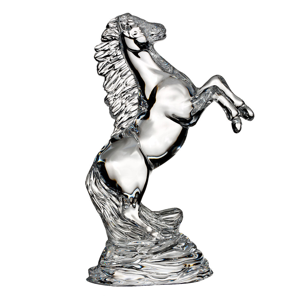 Waterford Crystal Rearing Horse Collectible  This Crystal figurine features a wild stallion rearing on its hind legs with its mane whipping in the wind on a textured base