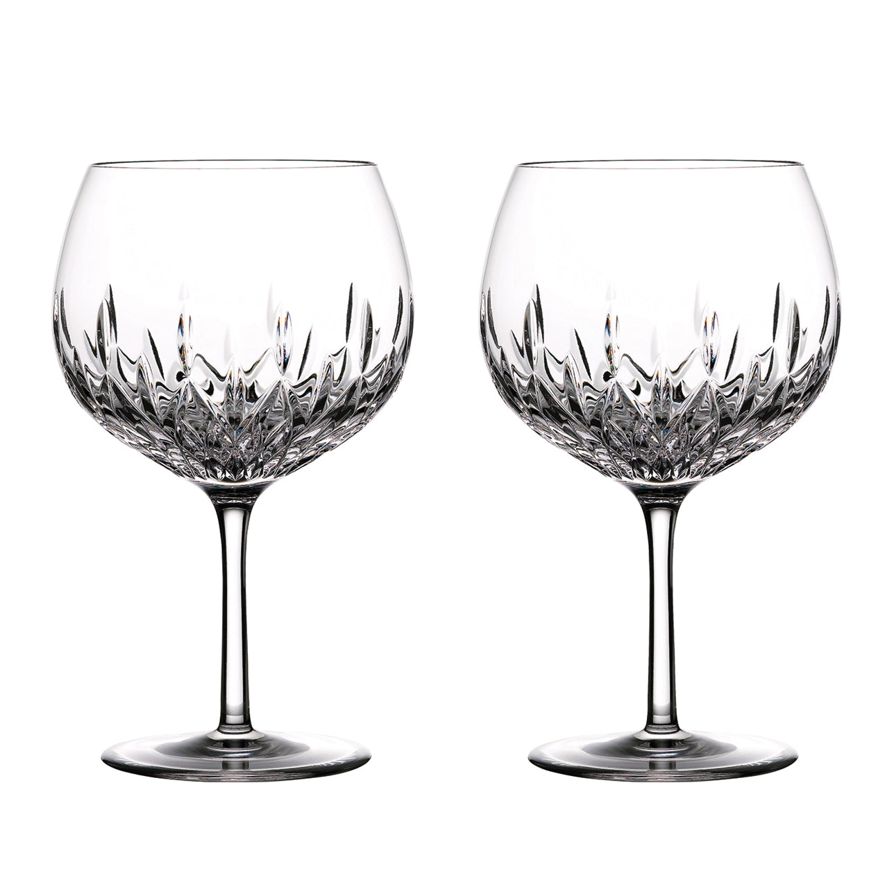 Waterford Crystal Gin Journeys Lismore Balloon Glass Pair  Gin Journeys is a collection created for the optimum Gin experience. Steeped in history with inspiration being drawn from Waterford's heritage to gin, dating back to the Victorian era. Waterford's striking range of gin glasses have been designed with tasting experts to help enrich the aromas and infuse the flavors of the botanicals.