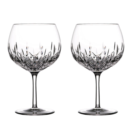 Waterford Crystal Gin Journeys Lismore Balloon Glass Pair  Gin Journeys is a collection created for the optimum Gin experience. Steeped in history with inspiration being drawn from Waterford's heritage to gin, dating back to the Victorian era. Waterford's striking range of gin glasses have been designed with tasting experts to help enrich the aromas and infuse the flavors of the botanicals.