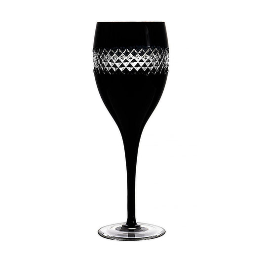 Waterford John Rocha Black Cut Wine Glass - Single  Black Cut by John Rocha for Waterford is crafted from high-gloss black glass with a dramatic band of striking cuts around the rim, showcasing the clear brilliance of fine crystal.