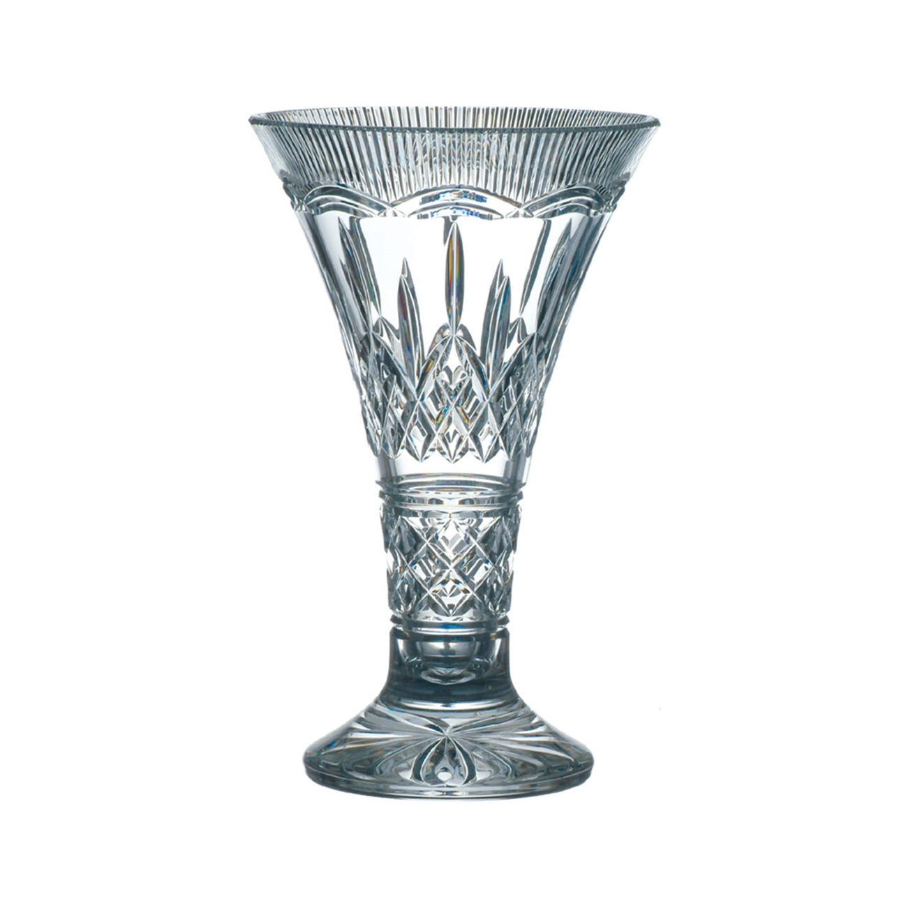 Lismore 35cm Statement Vase by Waterford Crystal  Waterford Lismore Statement Vase - The Waterford Lismore pattern is a stunning combination of brilliance and clarity. You can't improve on nature, but you can come close with the Lismore Statement Vase. Accentuate the beauty of roses, floral arrangements and cut flowers with this stunning fine crystal vase patterned with Lismore's signature diamond and wedge cuts. 