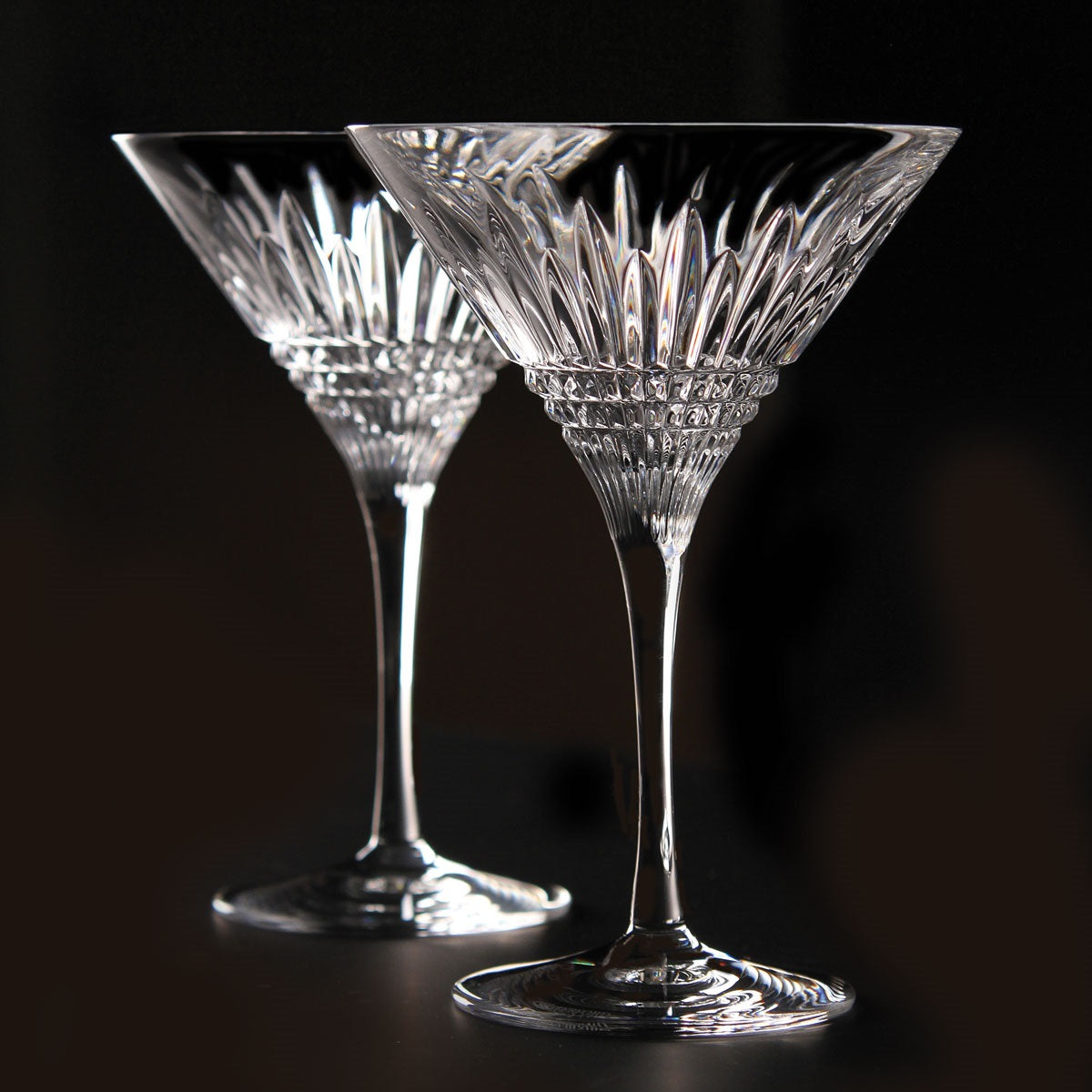 Waterford Crystal Lismore Diamond Martini Glasses Pair  The Lismore Diamond pattern is a strikingly modern reinvention of the Waterford classic: characterized by intricate diamond cuts rendered in radiant fine crystal. The clarity of this radiant Lismore Diamond Martini Glass Pair, ensures that the rich colour of its contents is highlighted beautifully: serving as a feast for the eye as well as the palette.