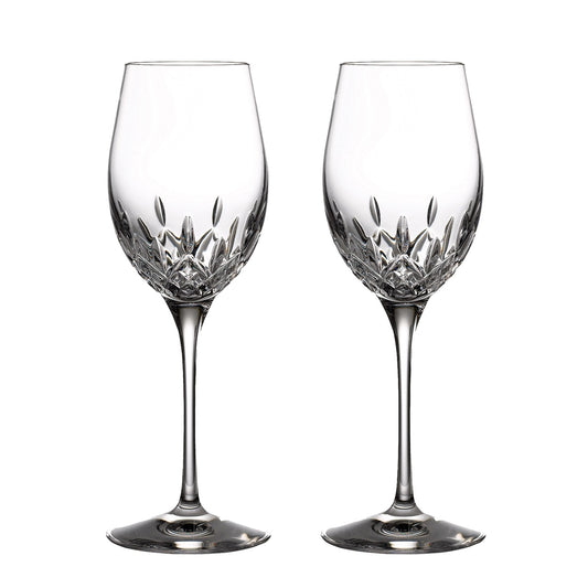 Waterford Crystal Lismore Essence White Wine Glass Pair  Indulge in this stylish set Lismore Essence White Wine glasses and share your favorite Chardonnay or Chenin Blanc with friends and family.