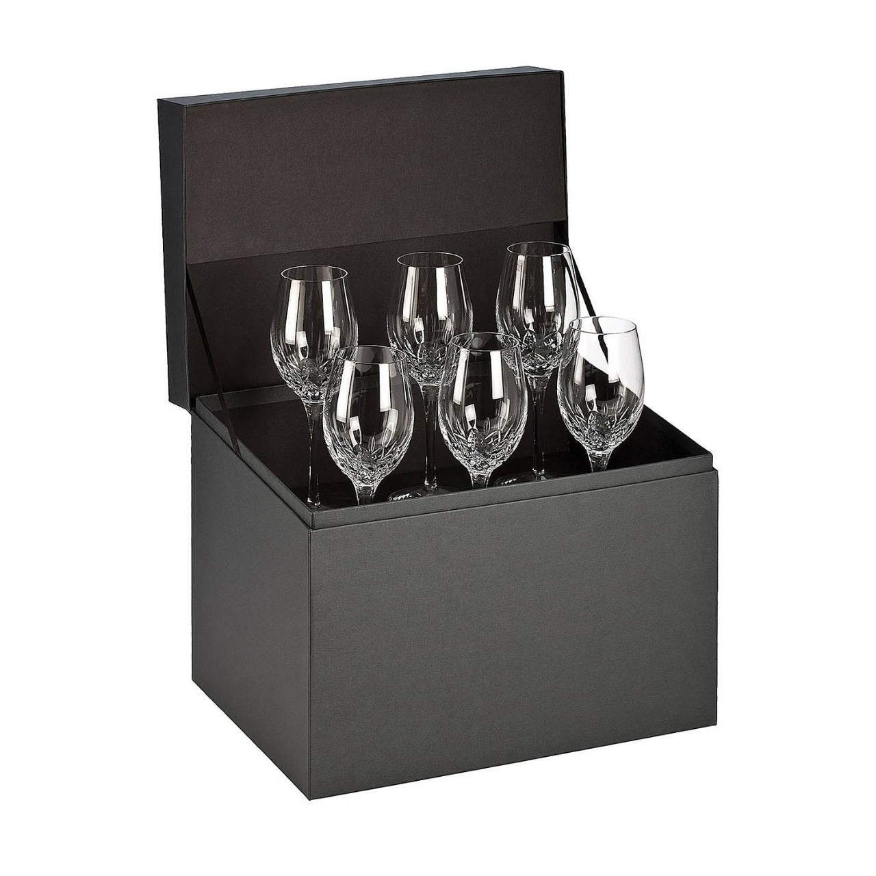 Waterford Crystal Lismore Essence White Wine Glass Set of 6  Waterford Lismore Essence is the next generation of the classic Lismore pattern, retaining the brilliance and clarity of Lismore, while incorporating a more slender, modern profile.